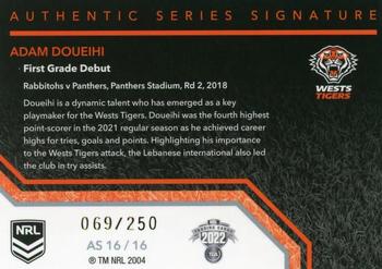 2022 NRL Traders - Authentic Signatures #AS16 Adam Doueihi Back